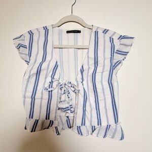 Abercrombie & Fitch Blue and White Striped Blouse
